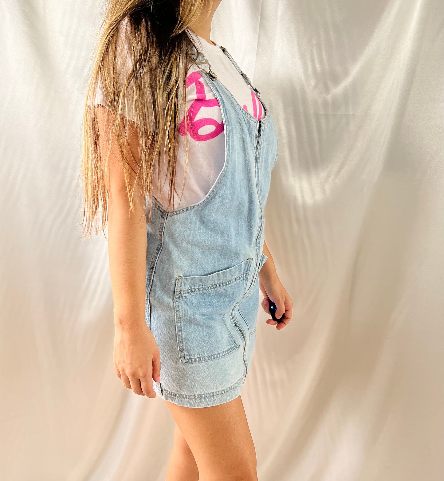 THRIFT - DENIM SHORT OVERALLS