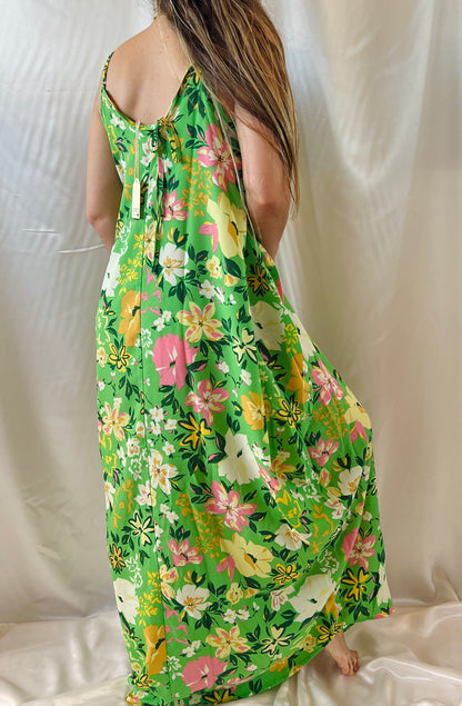 GREEN FLORAL MAXI DRESS