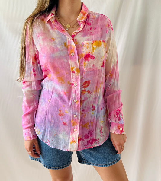 THRIFT - PINK TIE DYE TOP