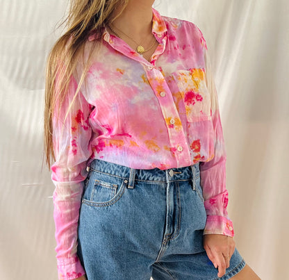 THRIFT - PINK TIE DYE TOP