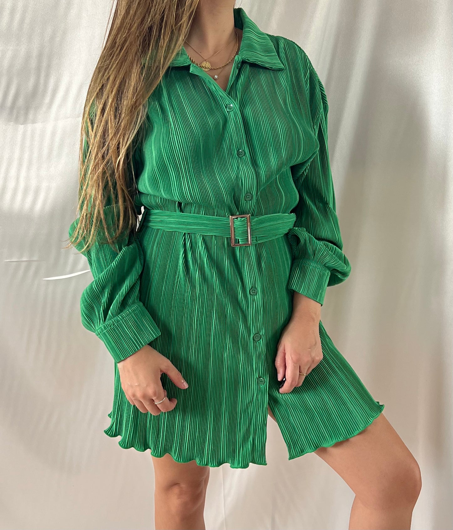 THRIFT - GREEN BUTTON DOWN DRESS