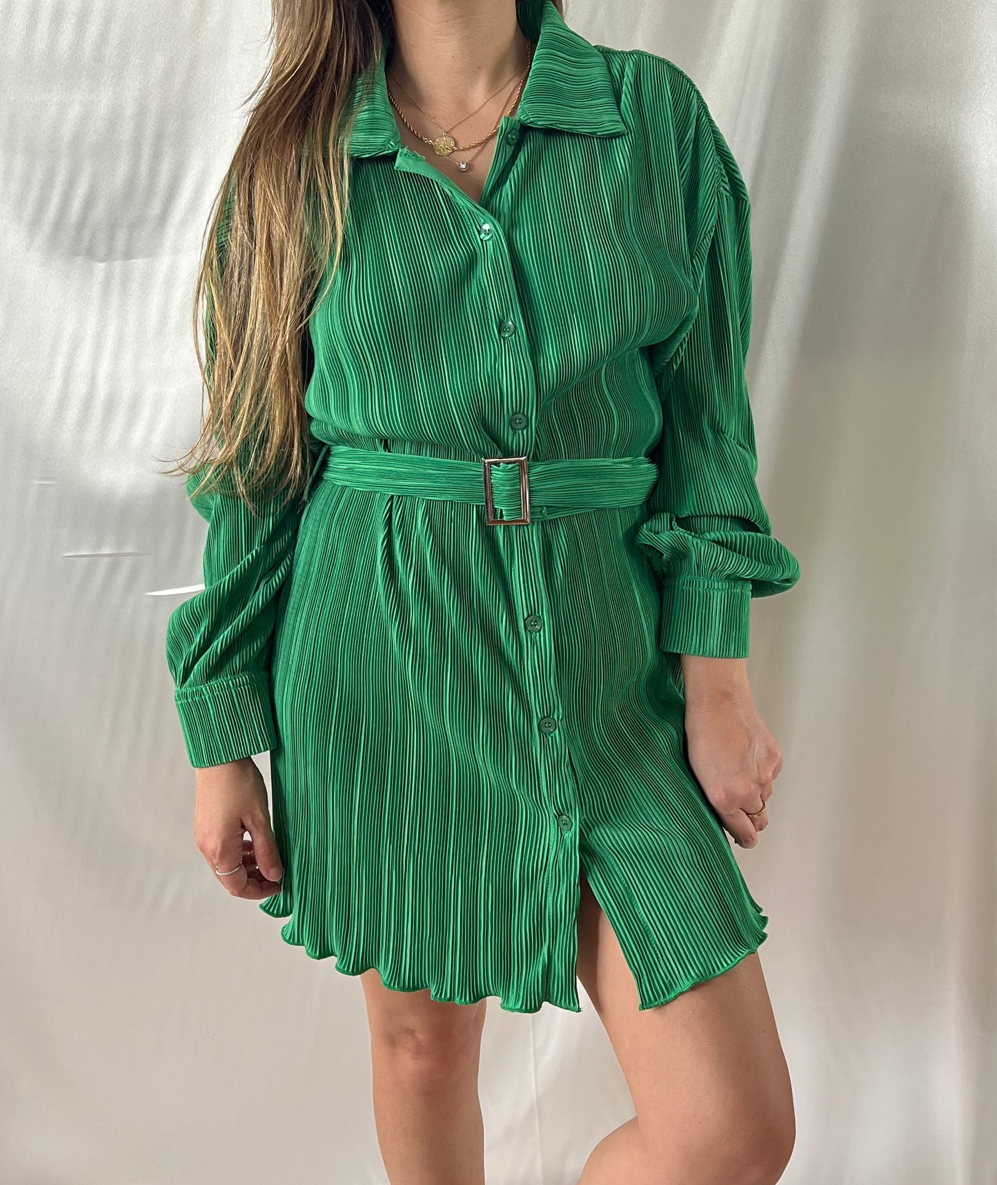 THRIFT - GREEN BUTTON DOWN DRESS