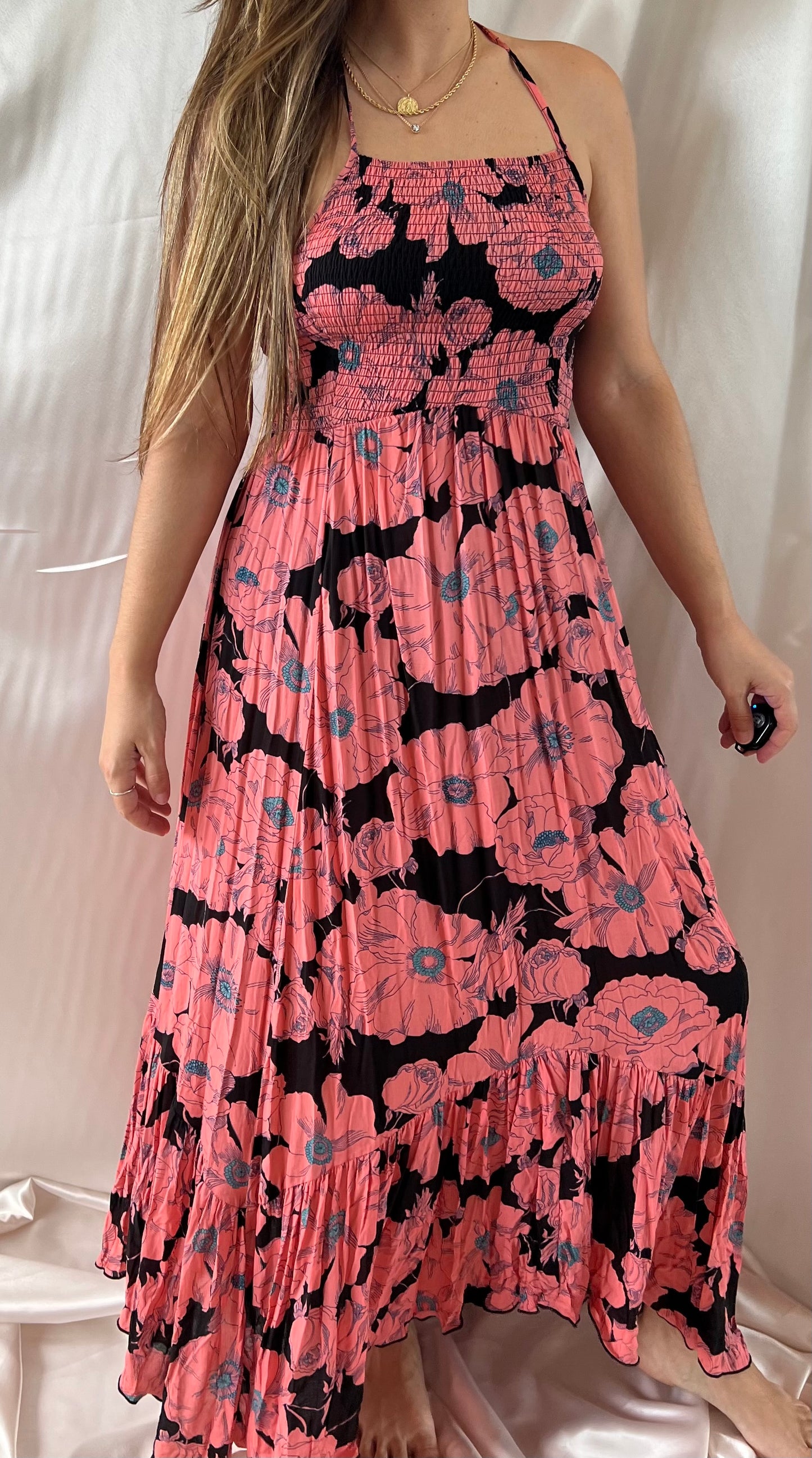 THRIFT - BLACK ROSE MAXI DRESS