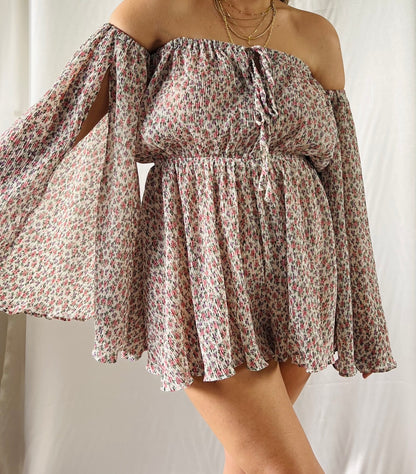 WHITE FLORAL MINI ROMPER