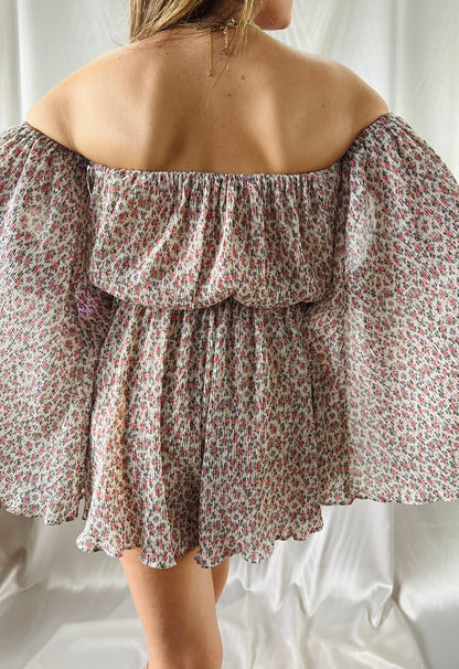 WHITE FLORAL MINI ROMPER