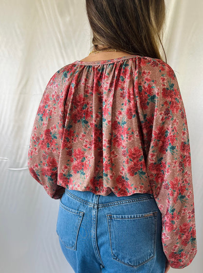 FLORAL GLITTER TOP