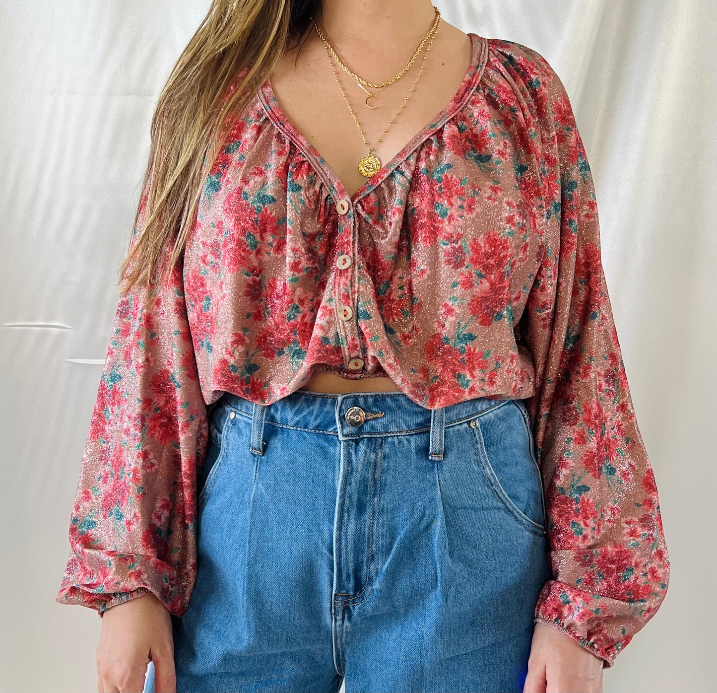 FLORAL GLITTER TOP