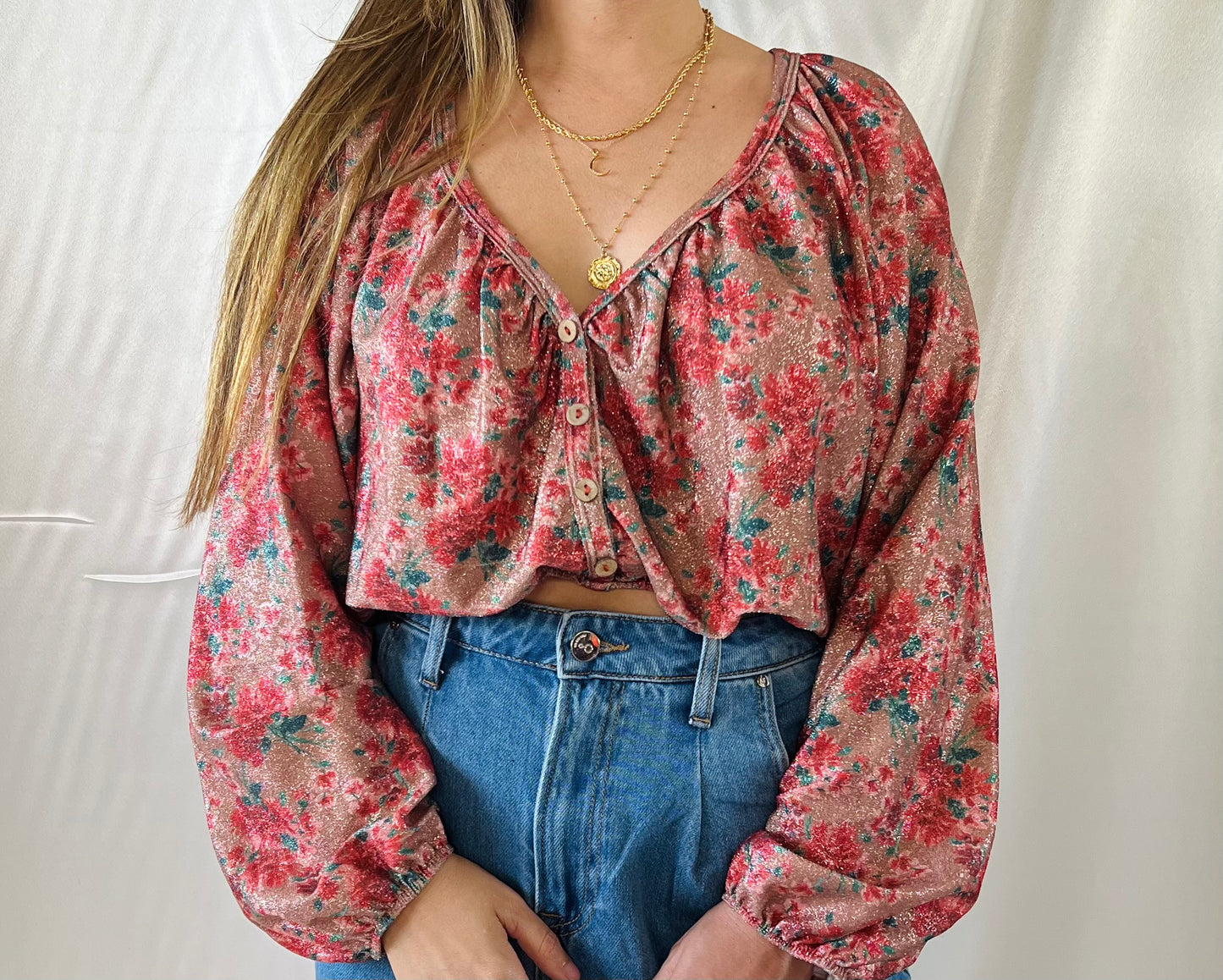 FLORAL GLITTER TOP