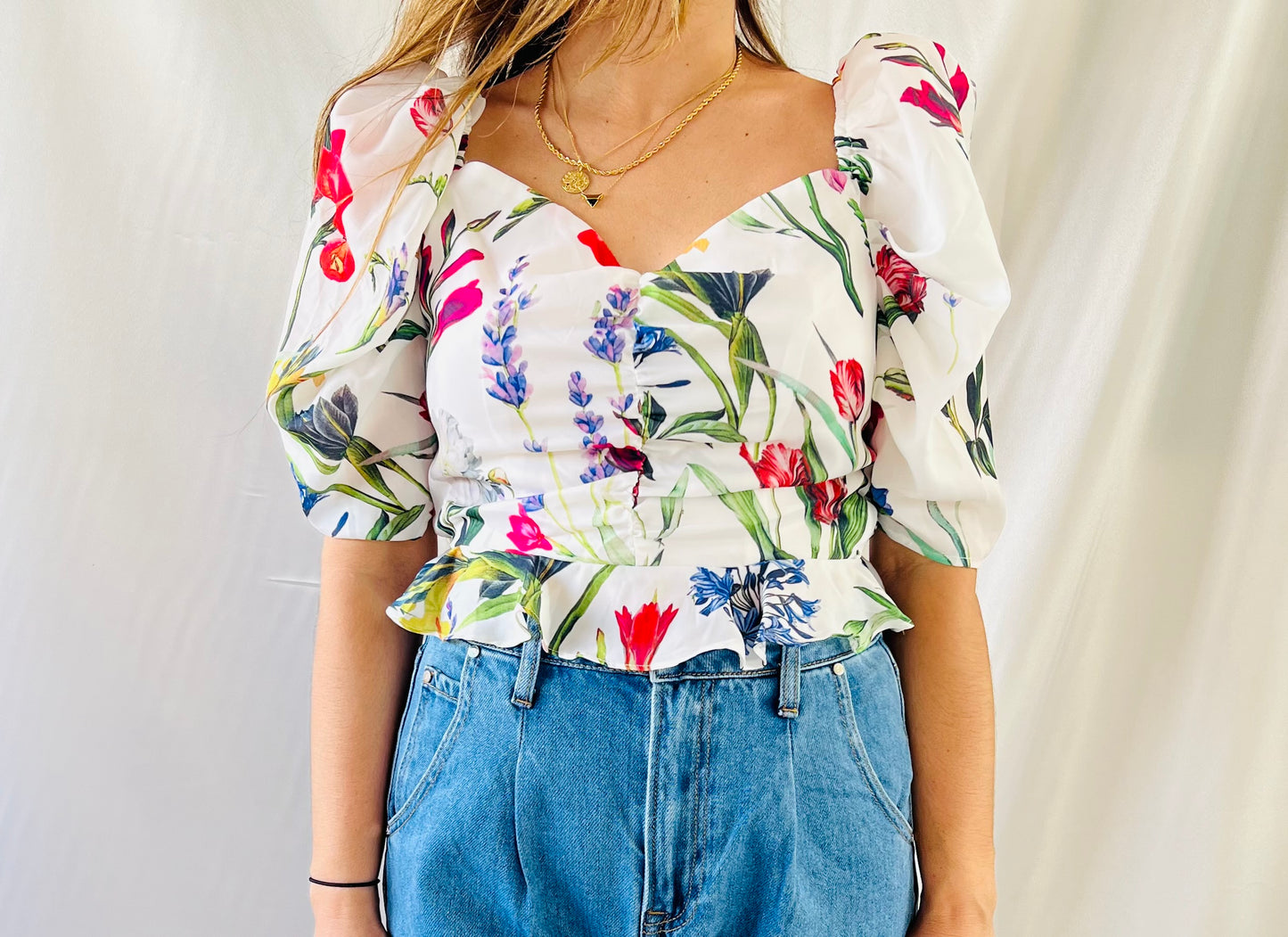 THRIFT - PUFFY FLORAL TOP