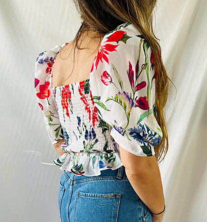 THRIFT - PUFFY FLORAL TOP