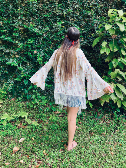 FLORAL DREAM FRINGE KIMONO