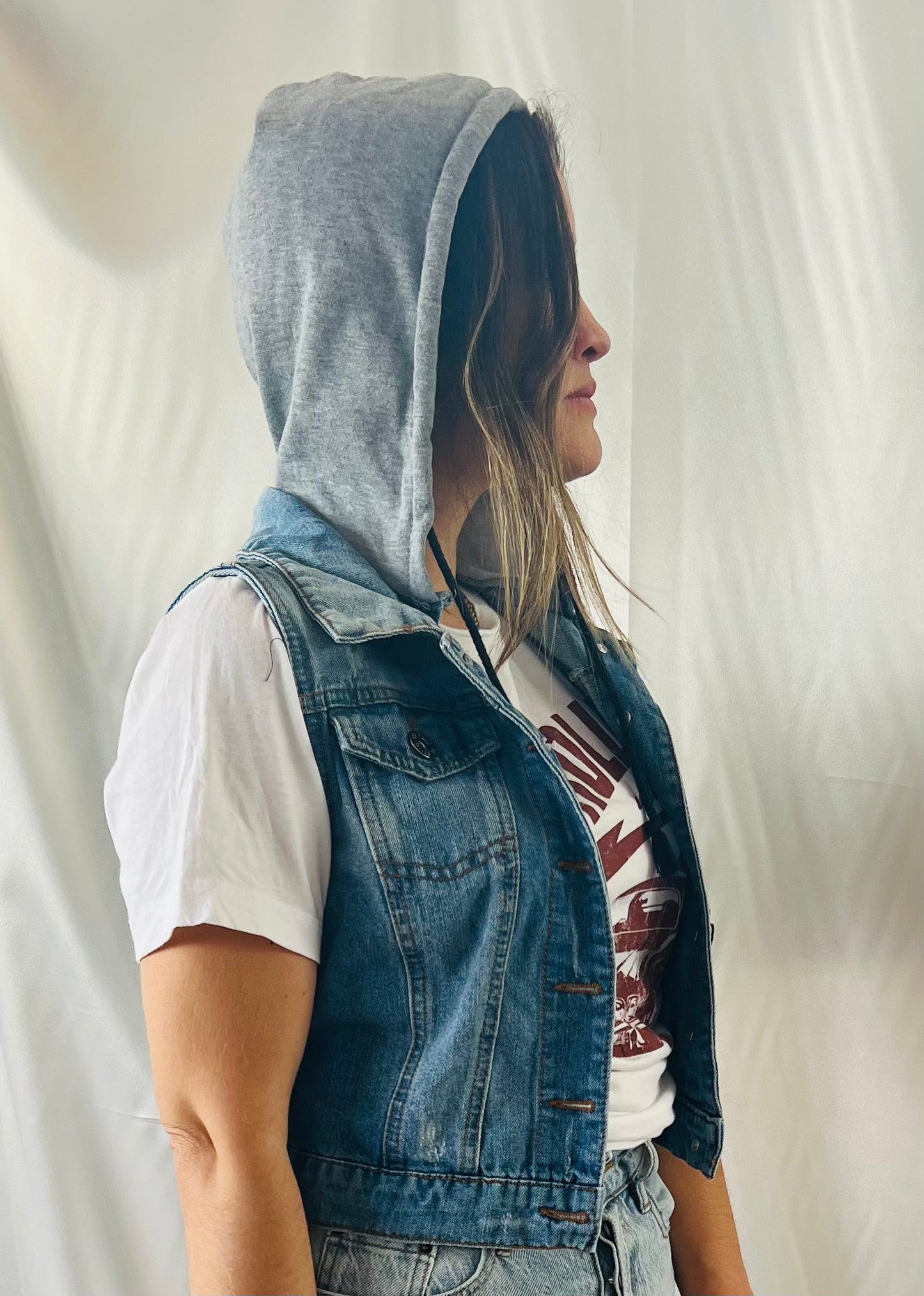 THRIFT - HOODIE DENIM VEST