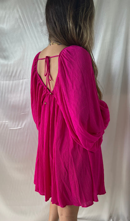 MAGENTA WIDE-SLEEVES DRESS