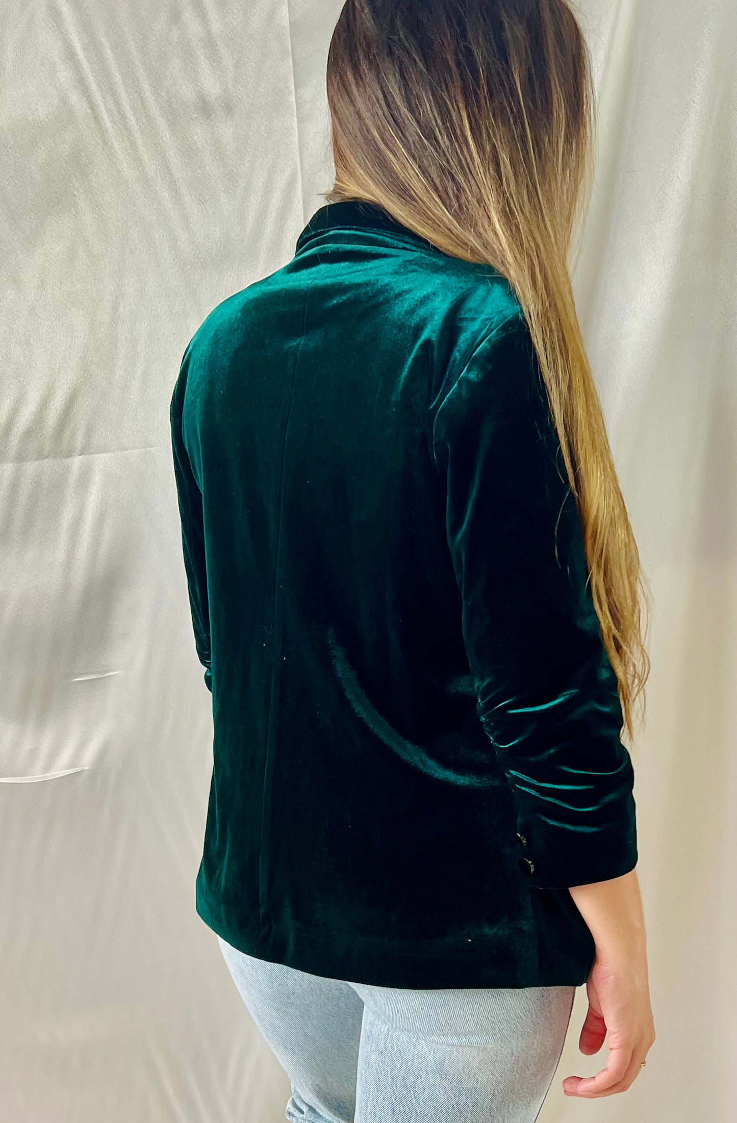 THRIFT - FOREST GREEN VELVET BLAZER