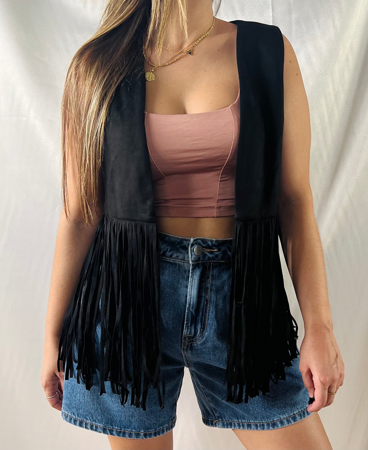 GYPSY FRINGED BLACK VEST