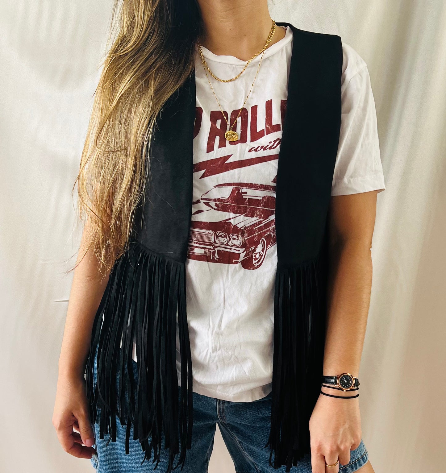 GYPSY FRINGED BLACK VEST